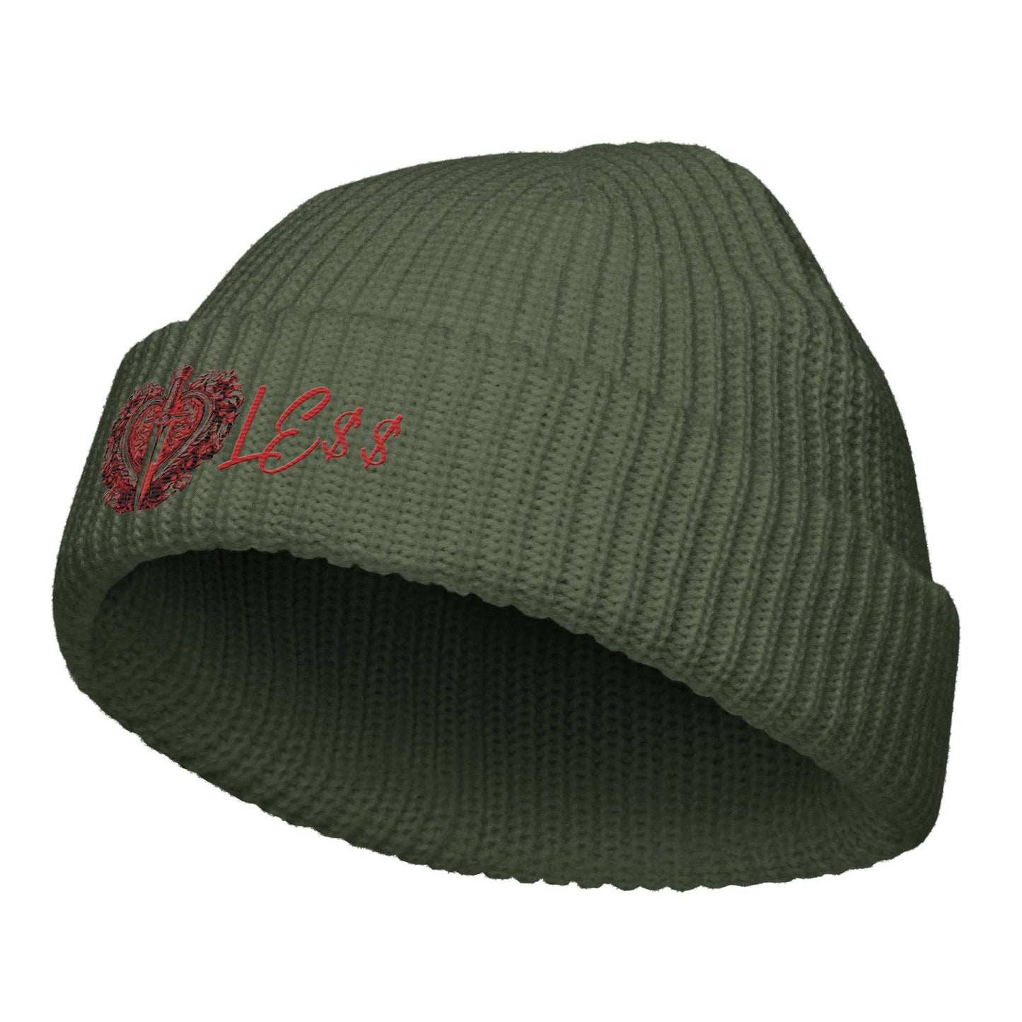 Heartle$$ (embroidery) Fisherman beanie