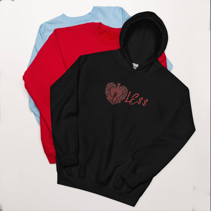 Heartle$$ ( embroidery front , dtg back ) Unisex Hoodie