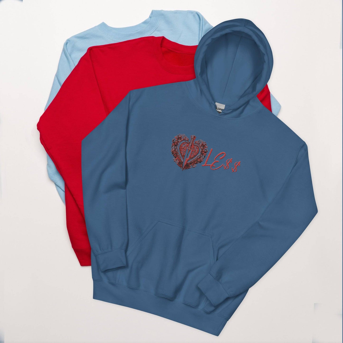 Heartle$$ ( embroidery front , dtg back ) Unisex Hoodie