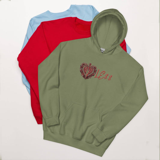 Heartle$$ ( embroidery front , dtg back ) Unisex Hoodie