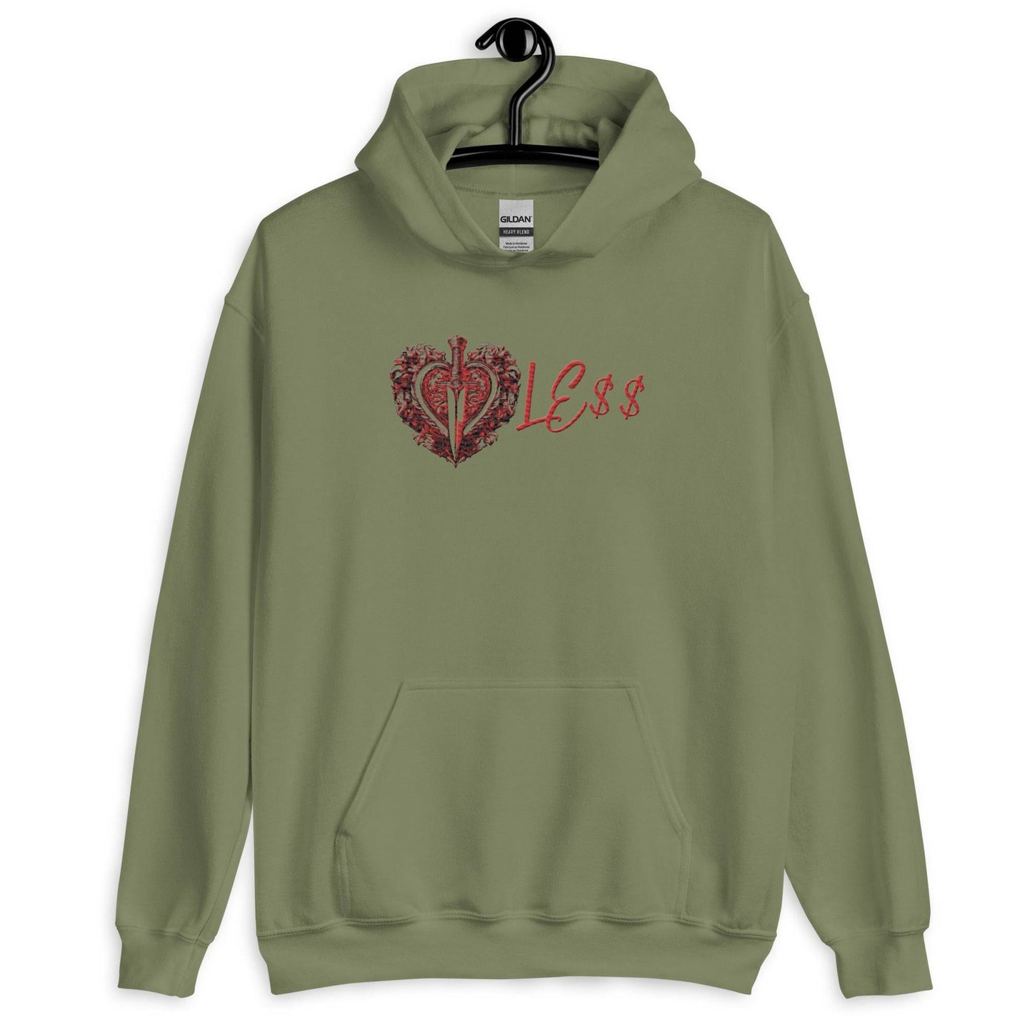 Heartle$$ ( embroidery front , dtg back ) Unisex Hoodie